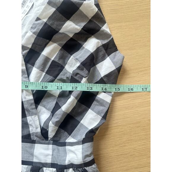 JCREW BLACK GINGHAM POPLIN RUFFLE MIDI DRESS SIZE 0 NWT 2039 - Picture 6 of 9
